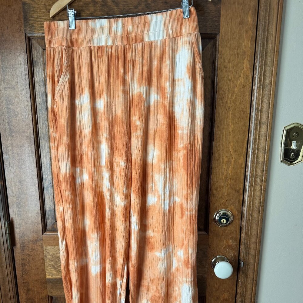 Cuddle Duds Orange/White Tie Dye Pull-On Lounge Pants X-Large